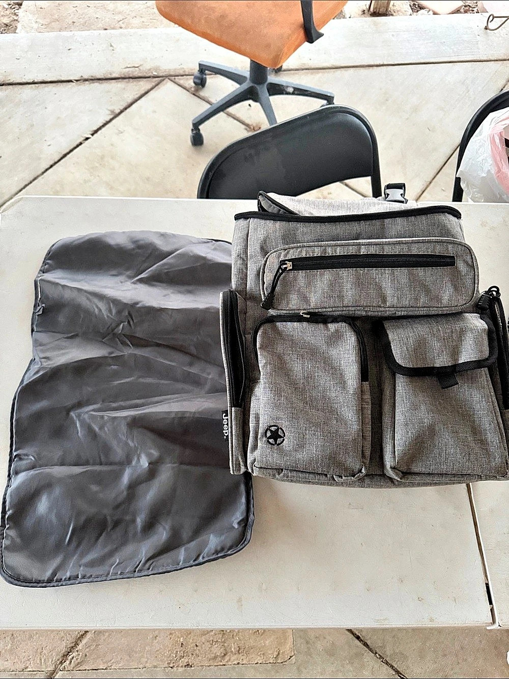 Jeep Adventures Backpack Diaper Bag Gray & Black